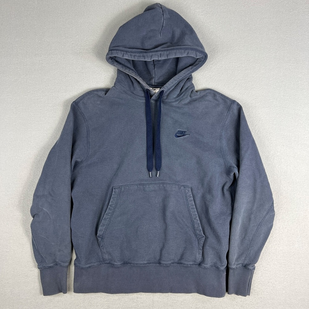 Nike Hoodie Mens Medium Blue Cotton Sweatshirt Pullover Swoosh Faded DA0023-437‎